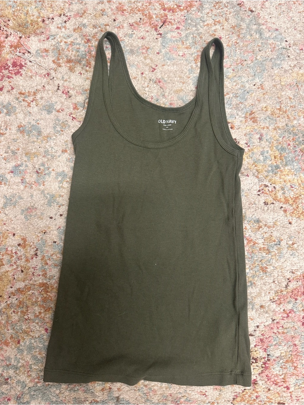 Old Navy Olive Ribbed Scoop Tank Top